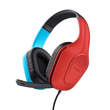 Trust Gaming GXT 416S Zirox Lightweight Gaming Headset for Nintendo Switch Consoles with 50mm Drivers, 3.5 mm Jack, 1.2m Cable, Foldaway Microphone, Over-Ear Wired Headphones, Blue/Red