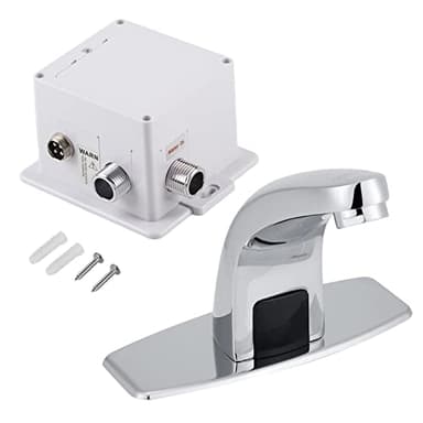 Sensor Tap with Control Box, Automatic Infrared Sensor Faucet Chrome Finish Sensor Taps for Wash Basin Kitchen Bathroom Sink Cold Water Tap Suitable for Home and Commercial Use