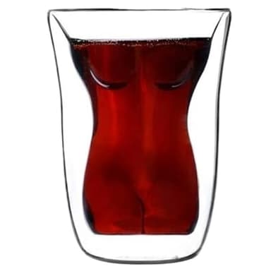 HBIS Sexy Naked Miss Clear Glass Cups, Sexy Women Wine Glass, Double Layer Whiskey Beer Glass, Whiskey Vodka Glass Gift Couple Cup, Affordable Fathers Day Beer Gift for Dads or Stepdad