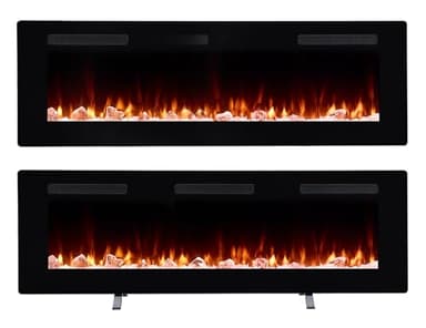 Dimplex Sierra Optiflame Media Wall Fireplace, 48"/ 121.9cm, Wall Mounted, Recess Fit, Free Standing Electric Fire, 7 Colour Themes, Choice of Fuel Beds, Cool Touch Glass, 1.6kW Electric Heater