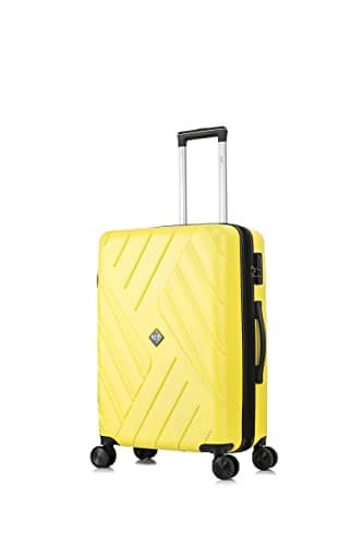 ATX Luggage Medium Suitcase Expandable Super Lightweight Hold Check in ABS Hard Shell Trolley Case with 4 Dual Spinner Wheels and Built-in 3 Digit Combination Lock (Yellow, 86 Liter)