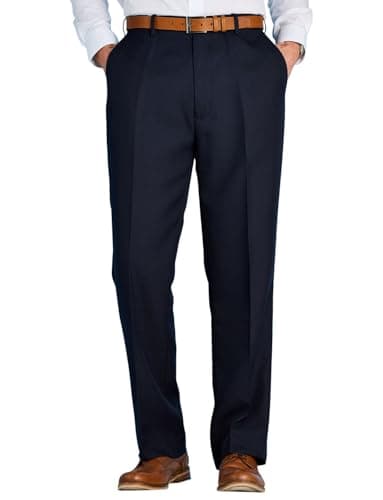 Chums Men's Stretch Waist Formal Smart Work Trousers Elasticated Waist Navy