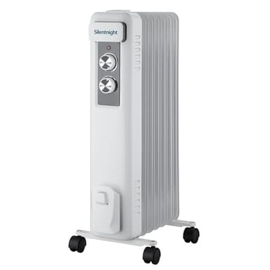 Silentnight Oil Filled Radiator 7 Fin - Portable Electric Radiator Heater for Home and Office with Adjustable Thermostat, 3 Heat Settings, Safety Cut Off - Lightweight and Compact