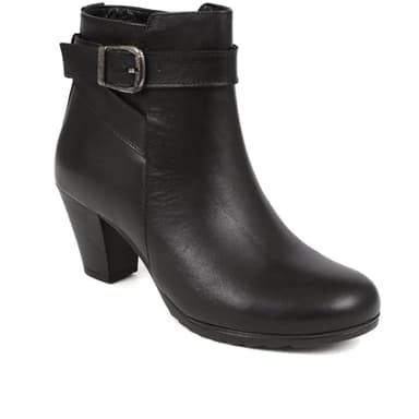 Pavers Heeled Leather Ankle Boots - Black Size 6