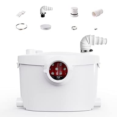 Little Meerkat Macerator Pump | 600w Basement Toilet Pump System For Upflush Toilet, Macerating Pump With AC Vent And 4 Water Inlets Connect Sink, Bathroom, Laundry