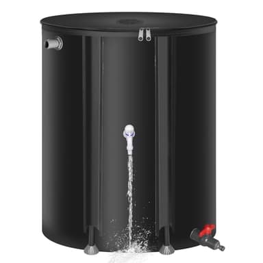 Meff-Mluk 200L Collapsible Rain Barrel, Portable Rain Barrels to Collect Rainwater from Gutter, Rainwater Collection System, Water Storage Tank Catcher Container with Filter Spigot Overflow Kit
