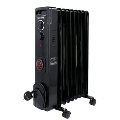 Oil Filled Radiator 9 Fins 2000W, Portable Electric Heater on Wheels with 3 Heat Settings 24H Timer Overheat Protection Tip-Over Protection & Adjustable Thermostat TOUGH MASTER