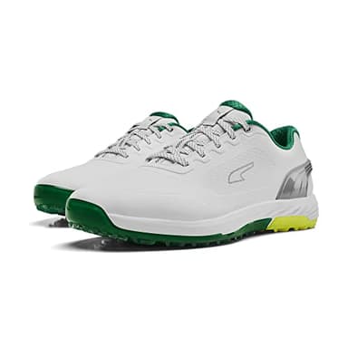 PUMA Men's ALPHACAT Nitro Golf Shoe, White-Archive Green-Yellow Burst, 9 UK