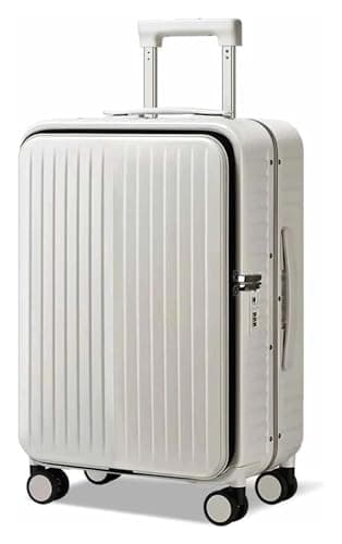 Suitcase Suitcases with Wheels Large-Capacity Boarding Carry On Luggage Detachable Side Pocket Design Suitcase TSA Combination Lock Travel Gear(Blanc,24 inches)