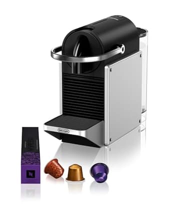 Nespresso De'Longhi Pixie EN127.S Capsule Coffee Machine, Two Direct Selection Buttons, Eco Mode, Compact Design, 19 Bar Pressure System, 1260 W, Silver/Black