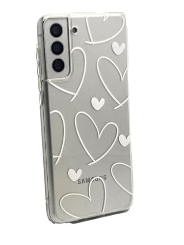 OLIVIA'S PHONES Cases For Samsung Galaxy A55 (5G) Clear White Love Hearts All Over Pattern Card Holder Tough Protective Smartphone Case Cover