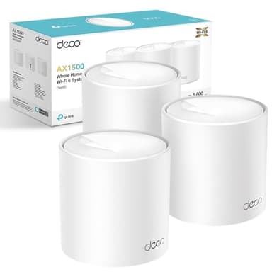 TP-Link Deco X10(3-pack) AX1500Mbps Whole Home Mesh WiFi 6 System, Coverage up to 5600ft²,Easy Setup, WiFi Mesh System, WiFi Router, WiFi Extender Booster, Gaming&4K, Easy Setup, Alexa & Google Home