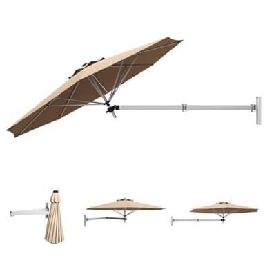 SFAREST Wall-Mounted Umbrella, UV Protective Cantilever Parasol with Adjustable Poles & Wind Vent, Outdoor Tilting Sun Shade for Garden Balcony Yard, Beige