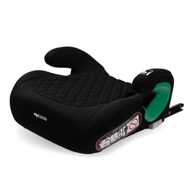 My Babiie i-Size Booster Seat - ISOFIX, 135-150cm (Group 3, 6 to 12 Years Approx.) Portable Child Car Seat, R129, Comfortable for Kids, Compact, Lightweight, Ideal for Travel - Quilted Black