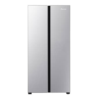 Fridgemaster MS83431ES Freestanding Slim American Side by side Door Fridge Freezer 445L, Total No Frost, Inverter compressor, Silver, 83.6Wx178.0Hx63.6D cm, 38dB low noise Energy Rating E