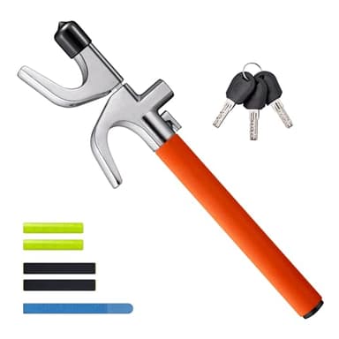 AstroAI Steering Wheel Lock - Heavy Duty Car Lock Anti-Theft Device with 3 Keys Adjustable Crook Locks for SUV/Truck with Self Defense Accessories