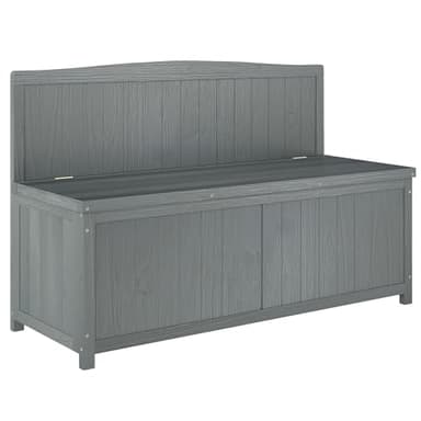 Outsunny Garden Arch Wood Bench Outdoor Storage Box Garden Furniture Chair 115L x 45W x 75Hcm, Grey