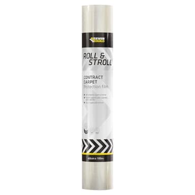 Everbuild Roll and Stroll Contract Carpet Protector – Self-Adhesive – Easy To Roll – Totally Waterproof – Clear – 600mm x 100m