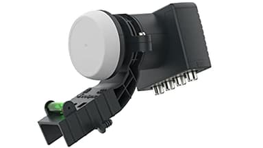 GeoSync Universal Quad 4 Output LNB for Satellite Dish Freesat SKY HD TV Satellite Receiver for MK4 Zone Dishes Feed Horn Design with Spirit Level Bracket