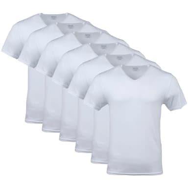 GILDAN Men's V-neck T-shirts, Multipack, Style G1103 Undershirt, White (6-pack), XL UK