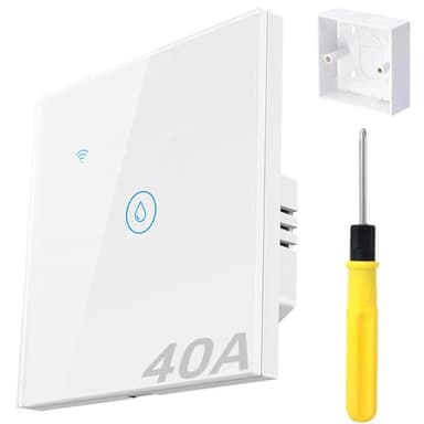 Acmerota Smart Immersion Heater Timer Switch, 40A 2.4G WIFI Smart Wall Touch Boiler Switch Water Heater Timer Switch Works with Alexa Google Home and Smart Life APP Tuya
