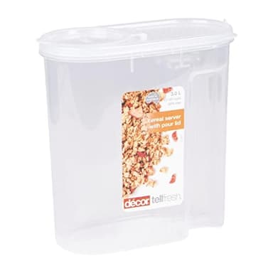 Décor Tellfresh Cereal Storage Dispenser | Large Airtight Container | Practical & Stackable Design | 3L