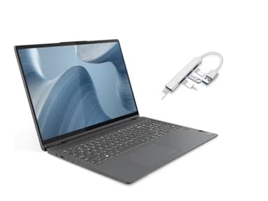 Lenovo IdeaPad Flex 5 16"" 2-in-1 Touchscreen Laptop | Intel Core i7-1255U | Intel Iris Xe Graphics | 16GB RAM | 512GB SSD | Backlit KB | Fingerprint | Windows 11 Home | Bundle with USB 3.0 Hub, Grey