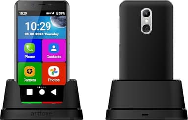 4G VoLTE Senior Smartphone with SOS Button & Big Font丨5-inch HD Screen, Android 12丨13MP Camera, USB-C, GPS丨2550mAh Battery & Charging Dock丨Unlocked SIM-Free Elderly Phone for WhatsApp & Wi-Fi - Black