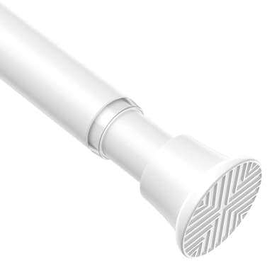 AIZESI Shower Curtain Pole 76-194cm Extendable Curtain Poles No Drilling White Tension Rods For Curtains Telescopic Shower Curtain Rail For Bathroom Bedroom Window Closet