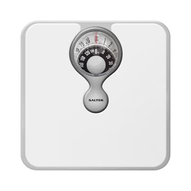 Salter 484 WHDR Mechanical Bathroom Scale - Easy Read Body Weight Scale With Magnifying Lens, Non-Slip Cushion Mat, No Batteries, Max Capacity 133kg, Accurate & Precise Metric & Imperial Readings