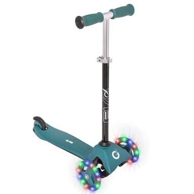 EVO Light Up Mini Cruiser Scooter With Light Up Wheels For Kids | Kids Push Scooter With Adjustable Height Handles | Childrens Balance 3-Wheeled Scooter | Kick Scooters For Kids Aged 2-7
