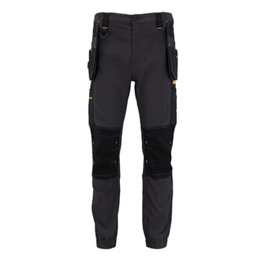 DEWALT Bainbridge Men's Elasticated Hem, Water-Resistant, Holster Pocket, Pro-Stretch Work Trousers, Black/Grey, W32/L31
