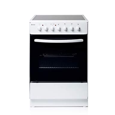 Haden 60cm Freestanding Electric Cooker - 4 Zone Ceramic Hob - 64L Oven Capacity - 90-Minute Timer - Easy Clean Enamel Interior - White