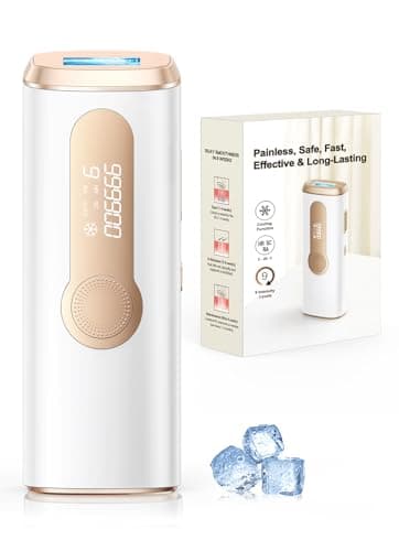 Haarlosy IPL Laser Hair Removal - Painless & 3-in-1 & Long Lasting & Salon Quality at Home, Ice Cooling Hair Removal Device for Women and Men, Body, Bikini Line and Face, Light Gold