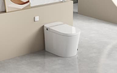 Automatic Toilet, Smart Toilet with Smart Bidet, one-Piece Extended Dual Flush, Wall Drain, Foot Flush, Heated seat, Remote Control, Night Light, White