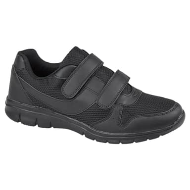Mens Wide Fit Casual Shoes Touch Fasten Lightweight Memory Foam Trainers Black 11