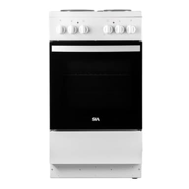 SIA ESXB50W 50cm White Electric Cooker With 4 Zone Plate Hob, Single Cavity, Freestanding