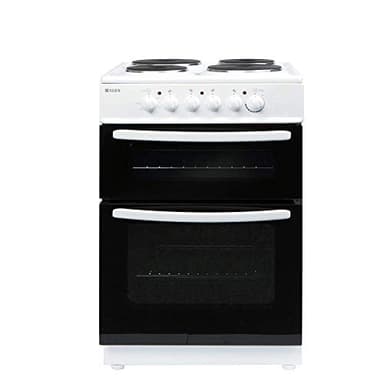 Haden Electric Cooker 60cm Freestanding – 4 Solid Plate Rings - Double Oven Electric Cooker - Conventional Oven - 1000W Variable Grill - Easy To Clean Interior