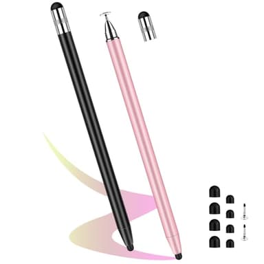 Flintronic Tablet Pen 3 in 1 Rubber Stylus Pen, High Sensitivity Dual Head Stylus, Suitable for All Phones/Tablets/Apple/iPad/Samsung Galaxy/Xiaomi/IOS/Android etc (Black+Pink)