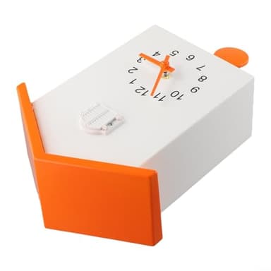Marchfunny Modern Cuckoo Clock, Battery-Operated Wall Clock, Minimalist Cuckoo Clock with Adjustable Volume, Decorative Wall Clock with Cuckoo Sound(White+Orange)