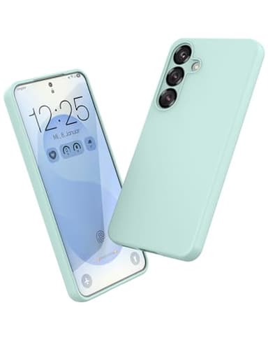 Foluu Designed for Samsung Galaxy S25 Case, Silicone Shockproof Phone Case with [Soft Anti-Scratch Microfiber Lining] for Samsung Galaxy S25 5G 2025 (Light Cyan)