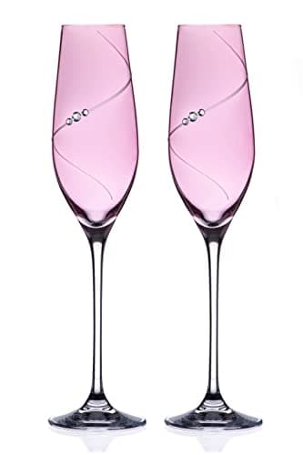 DIAMANTE Pink Lustre Silhouette Champagne Flutes Embellished with Swarovski Crystals (1181.412.EPT)