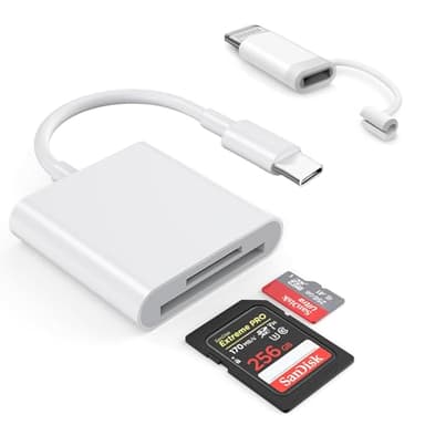 1pcs SD Card Reader for iPhone iPad,USB C SD Card Reader for MicroSD/SD,SD to USB C Adapter,2 in 1 SD/TF Camera Memory Card Compatible with iPhone/iPad/Macbook/Android Phones/Camera,Plug and Play