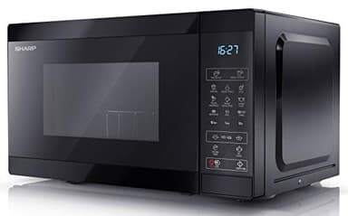SHARP YC-MG02U-B Compact 20 Litre 800W Digital Microwave with 1000W Grill, 11 power levels, ECO Mode, defrost function, LED cavity light - Black