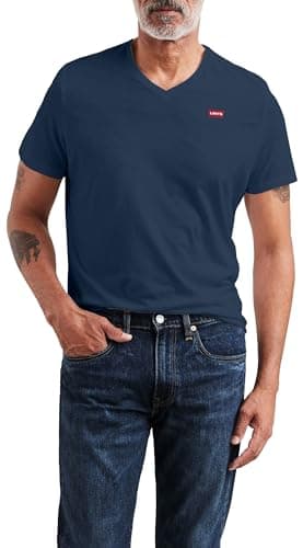 Levi's Men's Original Housemark V-Neck T-Shirt, Dress Blues, XL