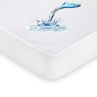 IMFAA 100% Waterproof Mattress Protector-Extra Deep 40 Cm Stretch Skirt Terry Towel Double Bed Mattress Protector – Washable, Anti Allergy and Breathable Fitted Mattress Cover. (Double(137x190+40)Cm)