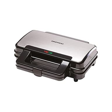 Daewoo 900W Deep Fill 4 Slice Kitchen Sandwich Maker - Cool Touch Handles - Safety Thermal Cut Out - Thermostatically Controlled - Black