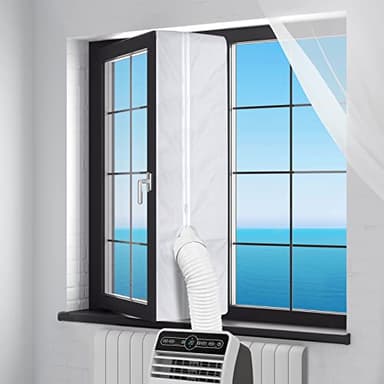 flintronic Air Conditioner Window Seal, 400cm/158Inch Portable Universal Conditioner Window Kit with Zip, Anti-Mosquito Waterproof Resistant Window Seal Unit for Mobile Air Conditioner, Tumble Dryer