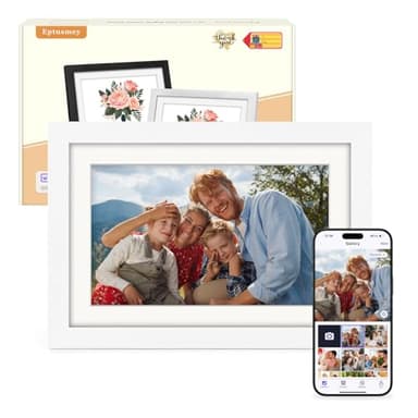 Eptusmey Digital Photo Frame WiFi Built-in 32GB 10.1 Inch Digital Picture Frame Oak Wood with 1280x800 HD IPS Touchscreen, Send Photo/Video via Uhale App/USB/SD, Gift for Women Men
