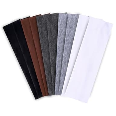 XOYTN 10Pcs Plain Stretchy Headbands, Soft Fashion Elastic Head Bands Breathable Jersey Fabric Women Hairbands Sweatbands for Workout Yoga Running Sport